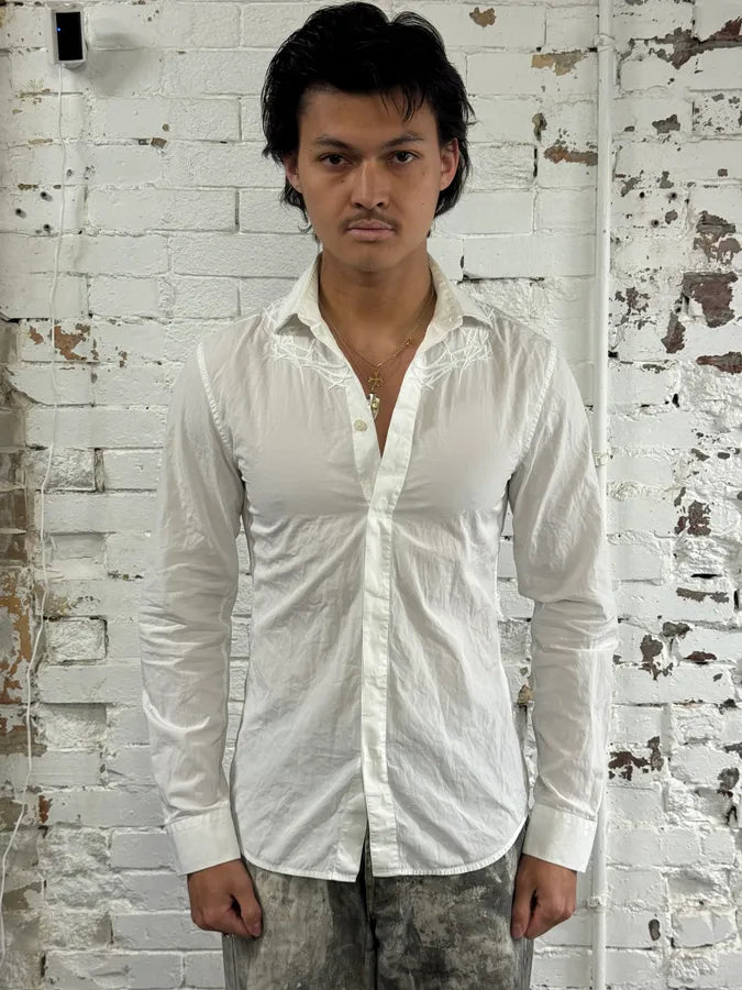 SS2015 Givenchy Spikes Embroidered White Shirt by Riccardo Tisci CcnwIRu 1