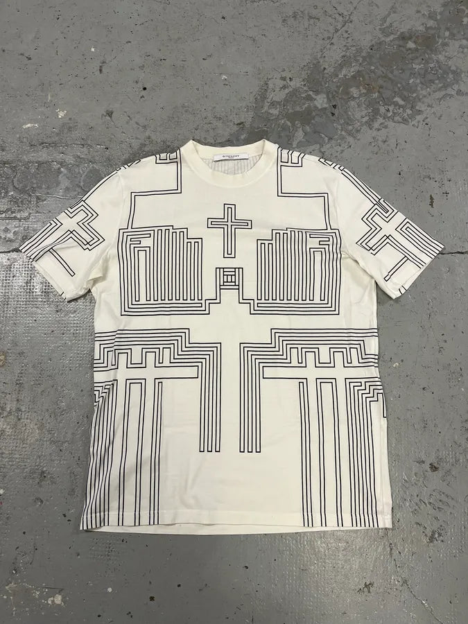 SS2015 Givenchy White Cross T-Shirt by Riccardo Tisci HTDvnFX 0