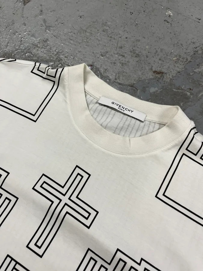 SS2015 Givenchy White Cross T-Shirt by Riccardo Tisci HTDvnFX 3