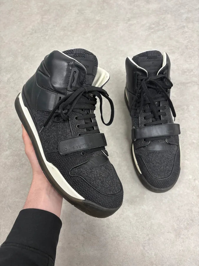 SS2015 Louis Vuitton Black Trail Blazers Knit Strap Sneakers McsNvIx 0