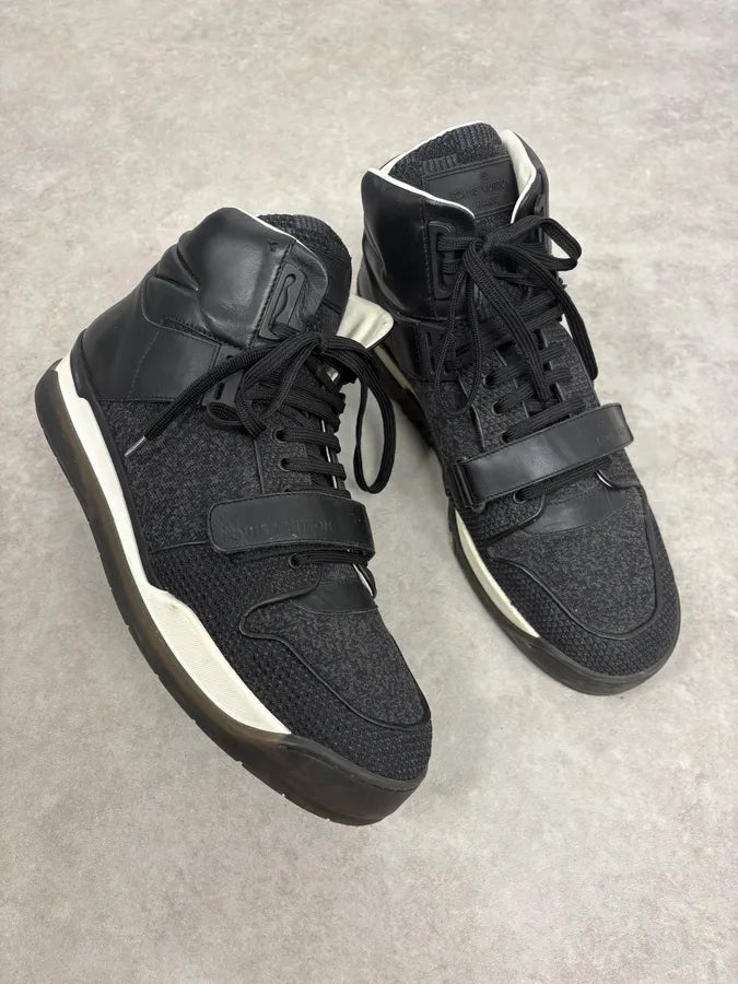 SS2015 Louis Vuitton Black Trail Blazers Knit Strap Sneakers McsNvIx 4
