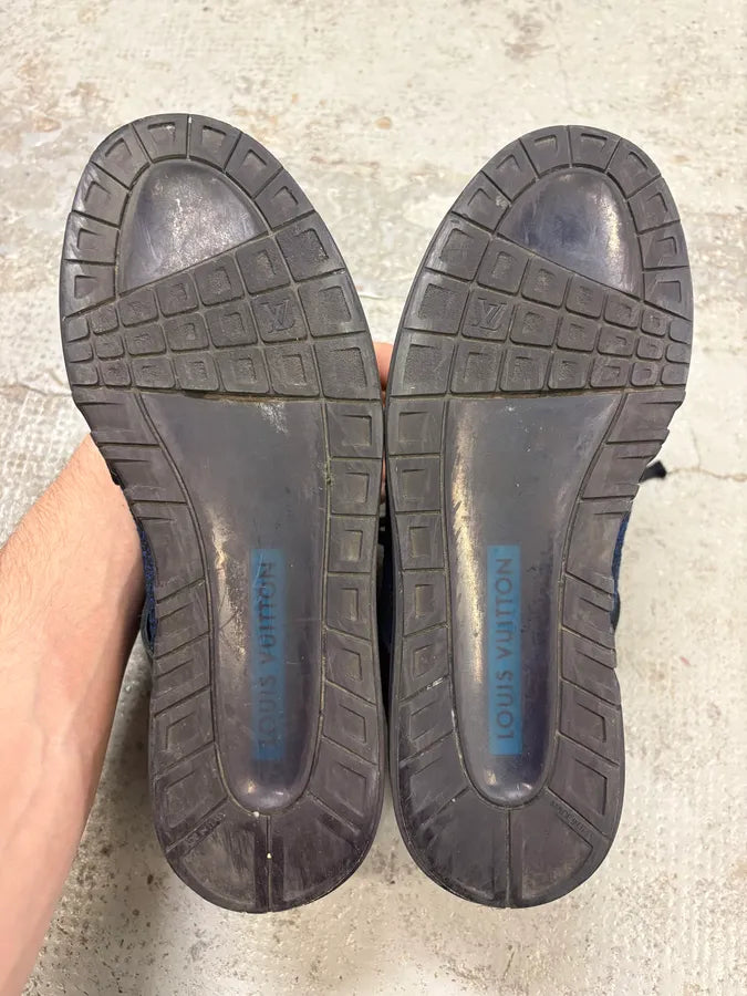SS2015 Louis Vuitton Navy Trail Blazers Knit Strap Sneakers KXOuGHO 7