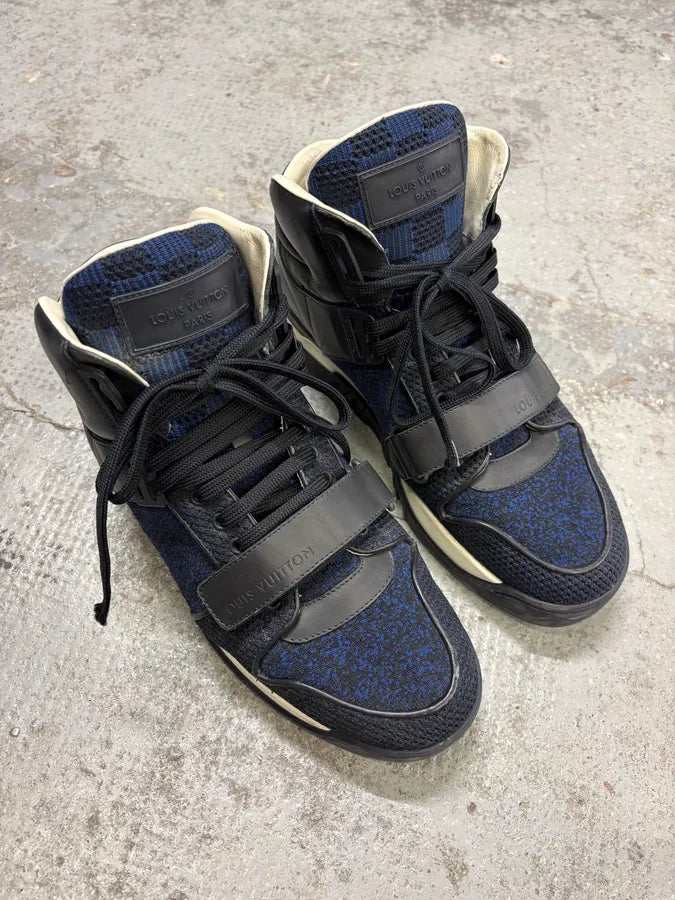 SS2015 Louis Vuitton Navy Trail Blazers Knit Strap Sneakers KXOuGHO 3