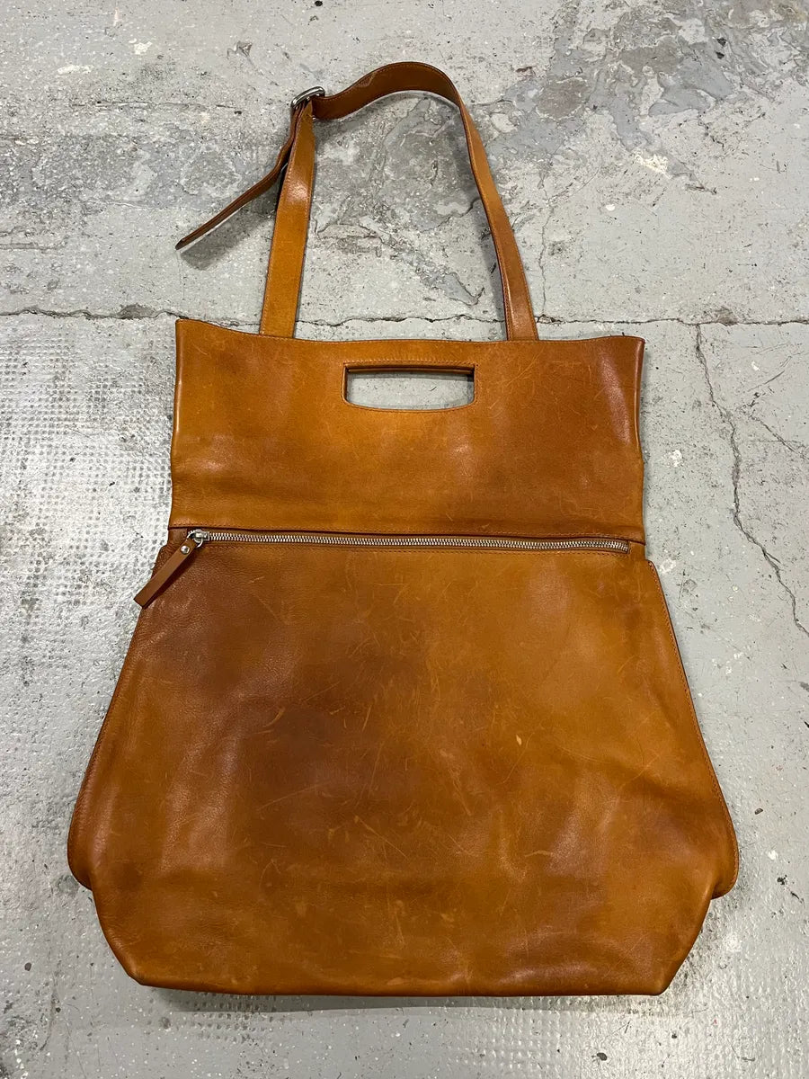 SS2015 Maison Margiela Brown Eroded Leather Artisanal Handle & Soulder Bag (OS) NXkJyFp 1