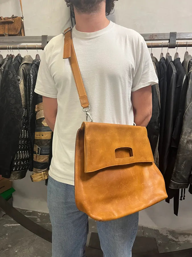 SS2015 Maison Margiela Brown Eroded Leather Artisanal Handle