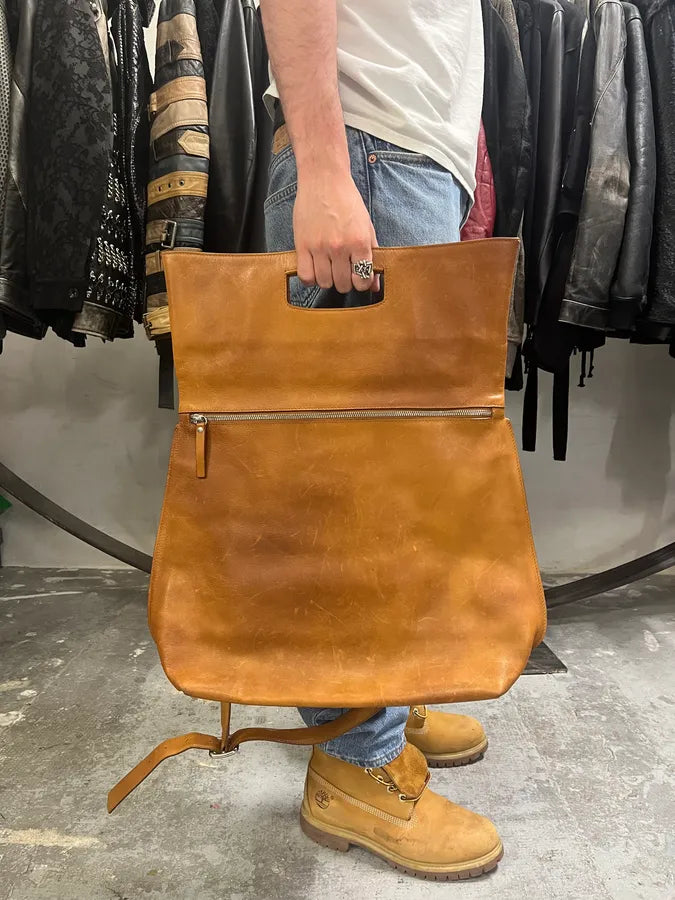 SS2015 Maison Margiela Brown Eroded Leather Artisanal Handle & Soulder Bag (OS) NXkJyFp 3