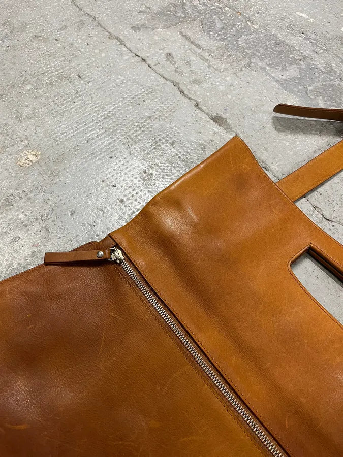 SS2015 Maison Margiela Brown Eroded Leather Artisanal Handle & Soulder Bag (OS) NXkJyFp 4