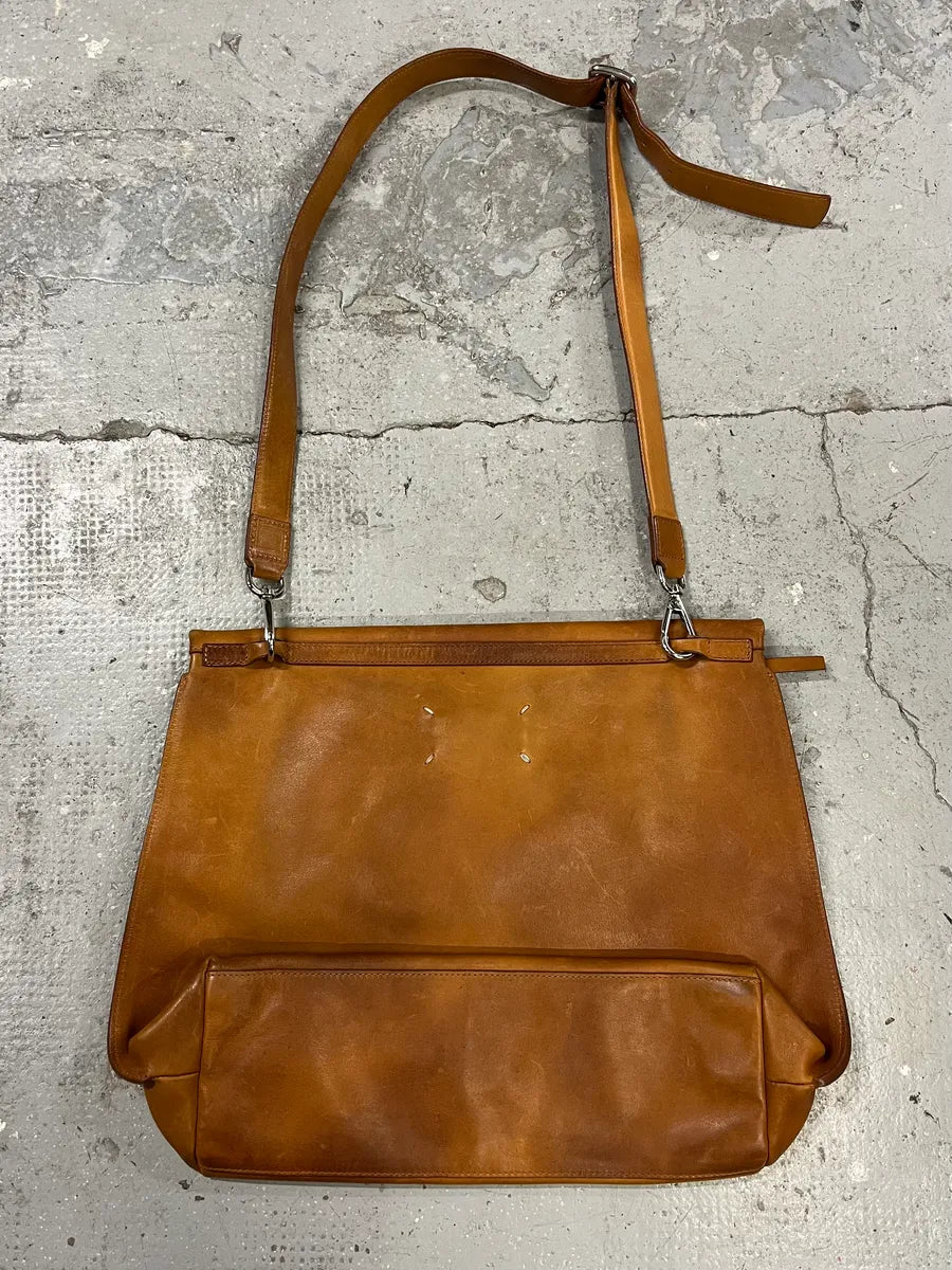 SS2015 Maison Margiela Brown Eroded Leather Artisanal Handle & Soulder Bag (OS) NXkJyFp 6