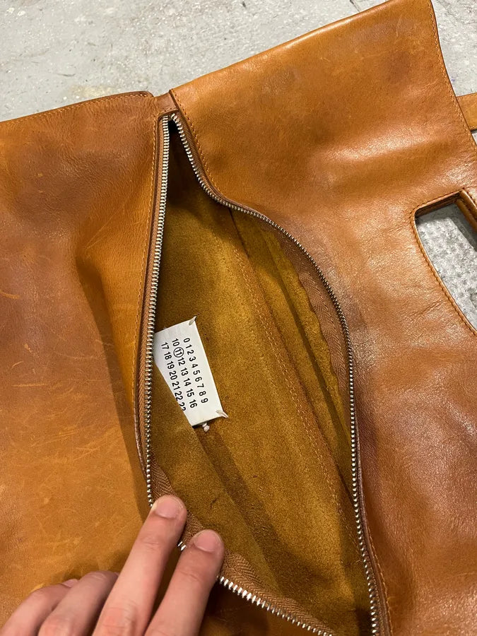 SS2015 Maison Margiela Brown Eroded Leather Artisanal Handle & Soulder Bag (OS) NXkJyFp 9