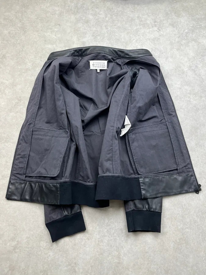 SS2015 Maison Margiela Hybrid Black Leather Mao Signature Jacket MBTipsf 8