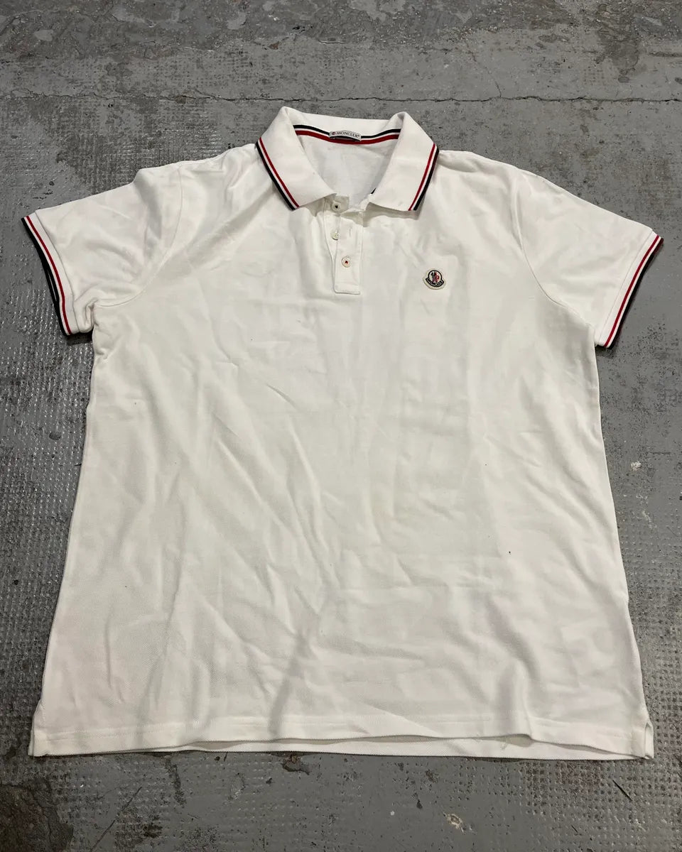 SS2015 Moncler Tricolor Collar White Polo XTgdZpC 0