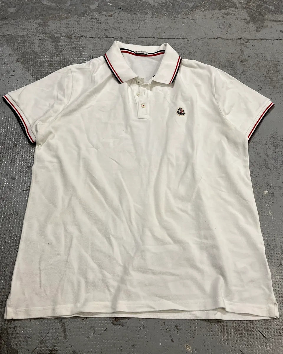 SS2015 Moncler Tricolor Collar White Polo XTgdZpC 3