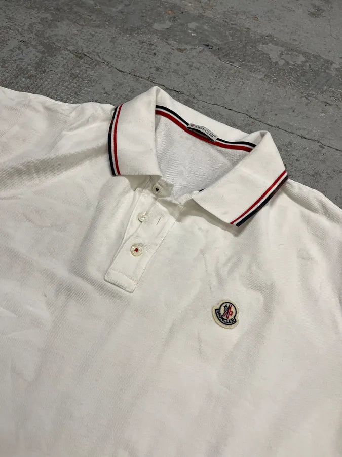 SS2015 Moncler Tricolor Collar White Polo XTgdZpC 4