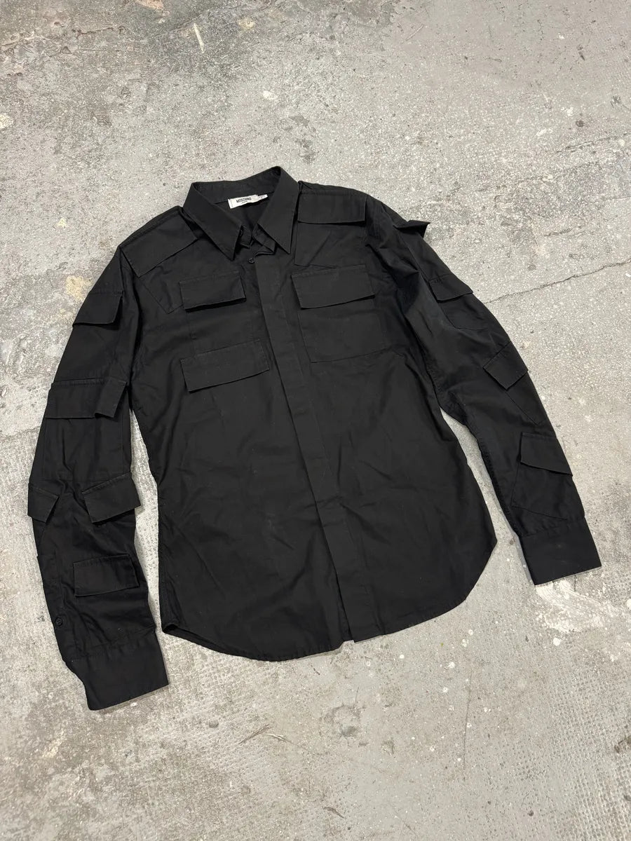 SS2015 Moschino Black Sample Multi Pockets Shirt (L) 3