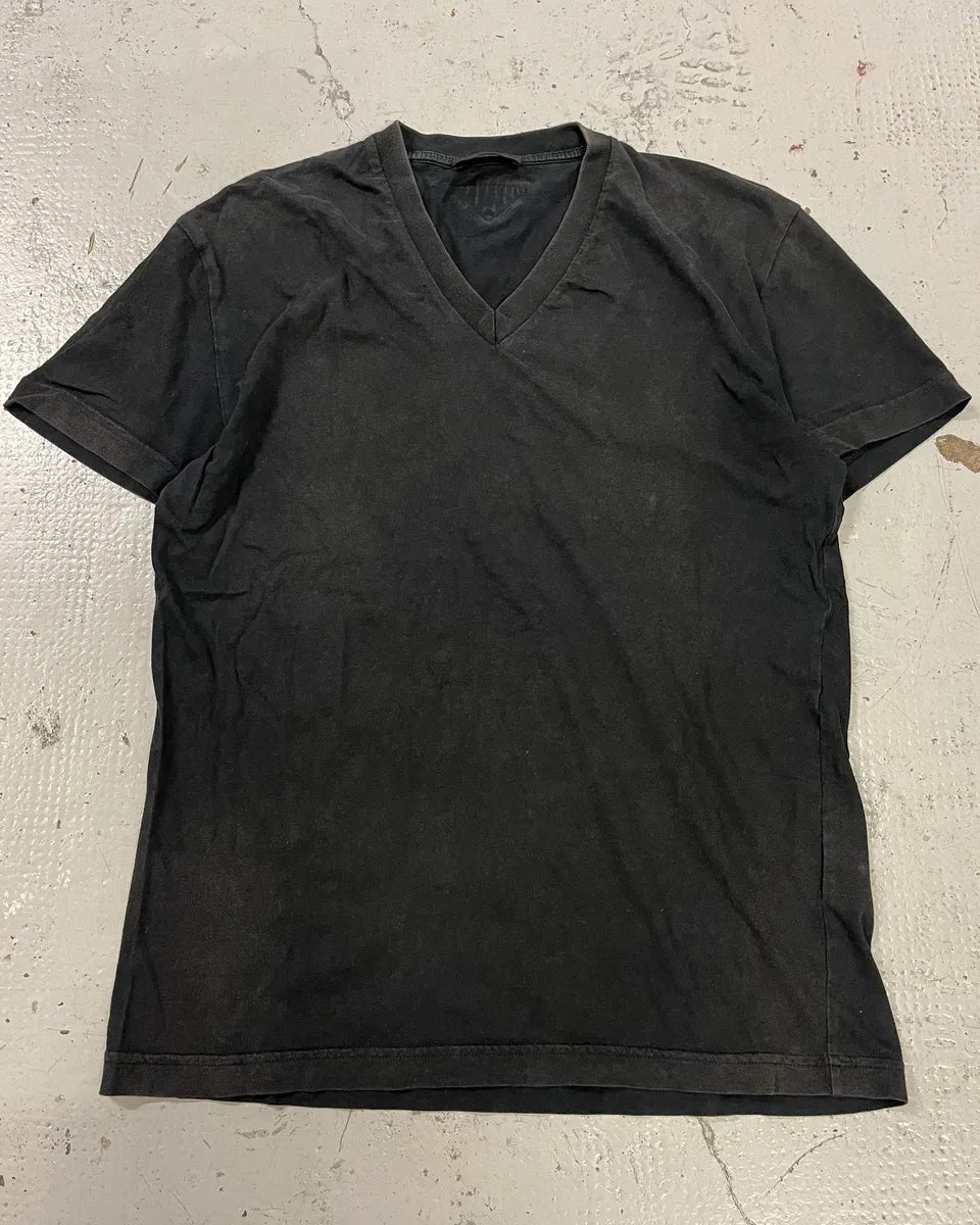 SS2015 Prada Black Washed V-Neck T-Shirt gizuCnh 0