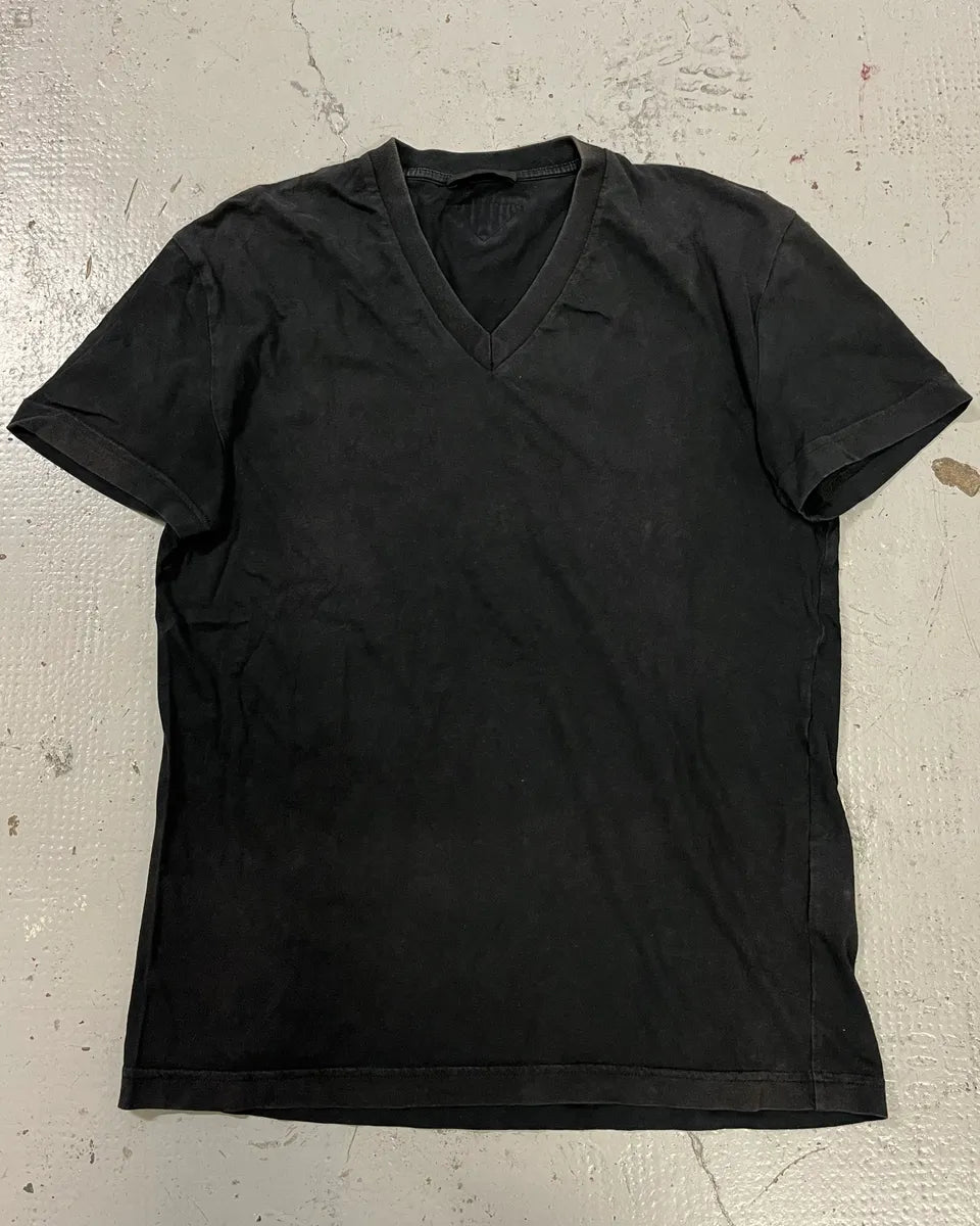SS2015 Prada Black Washed V-Neck T-Shirt gizuCnh 3