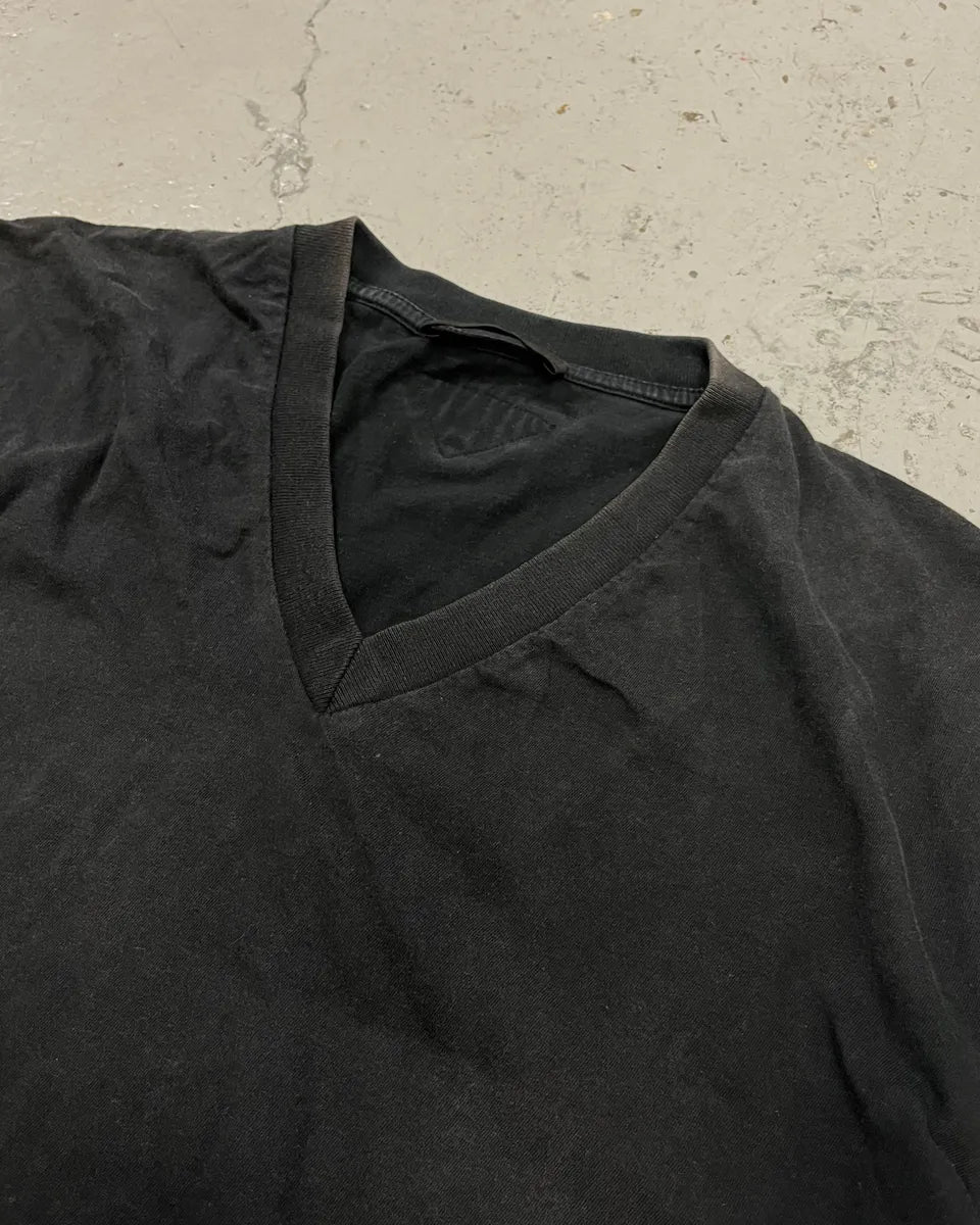 SS2015 Prada Black Washed V-Neck T-Shirt gizuCnh 4