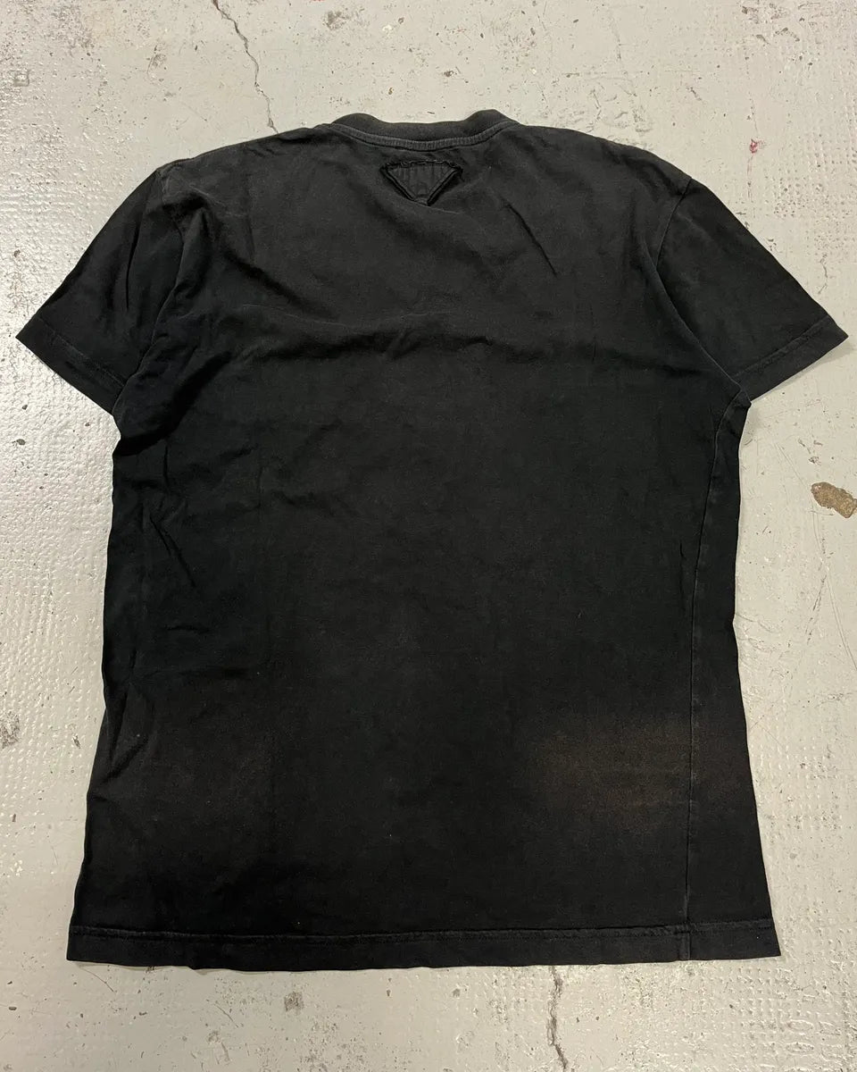 SS2015 Prada Black Washed V-Neck T-Shirt gizuCnh 7