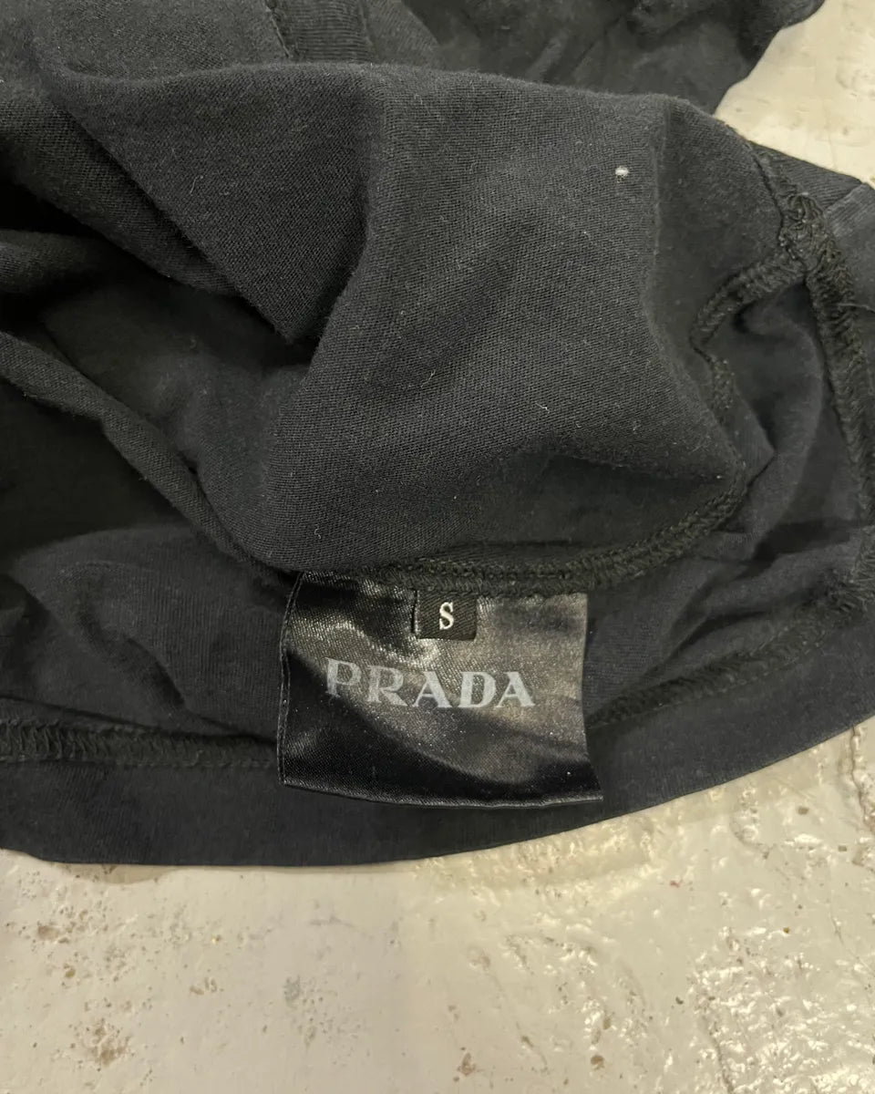 SS2015 Prada Black Washed V-Neck T-Shirt gizuCnh 9