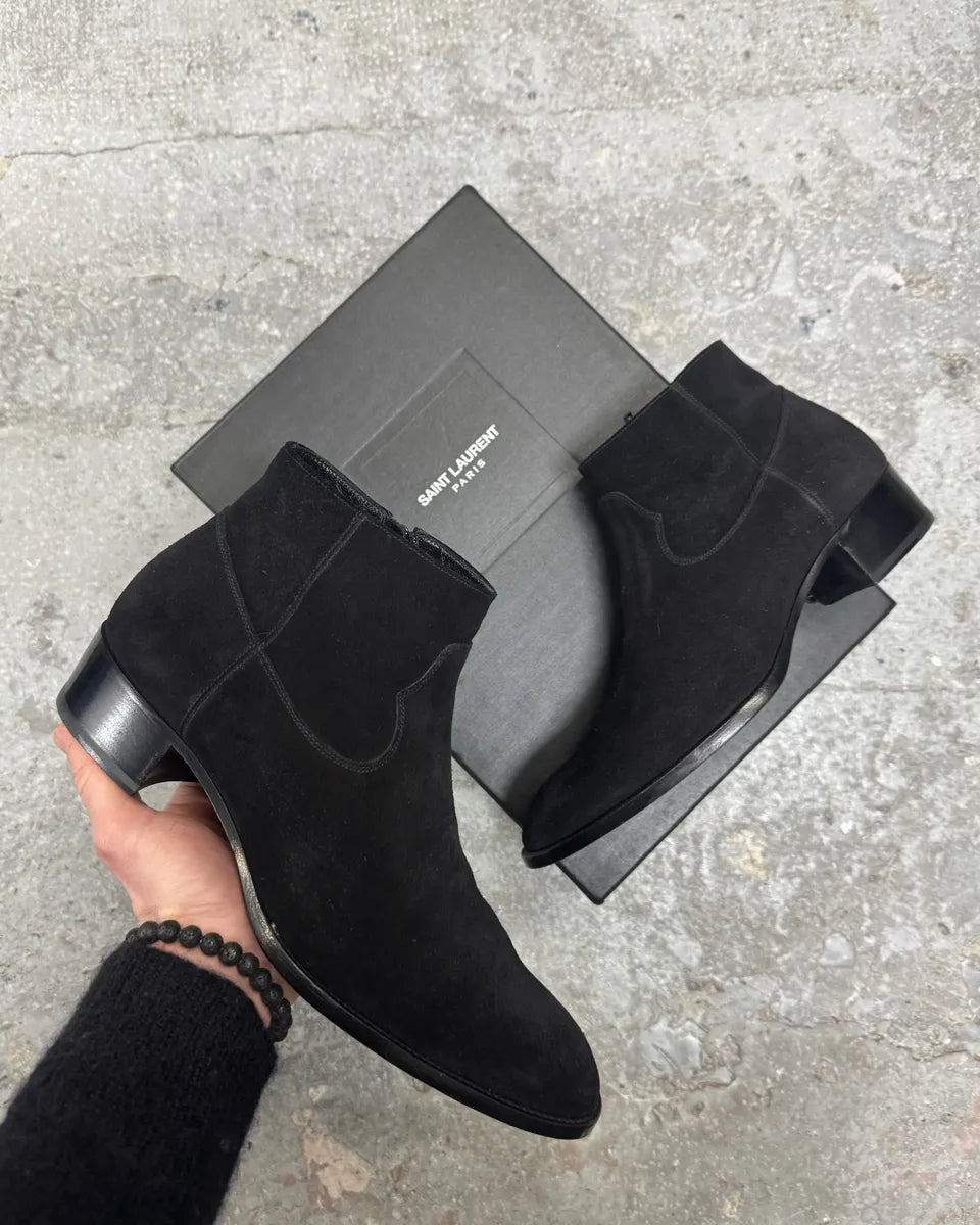 SS2015 Saint Laurent Black Otterproof Suede Leather Boots (42eu/us8.5) 0