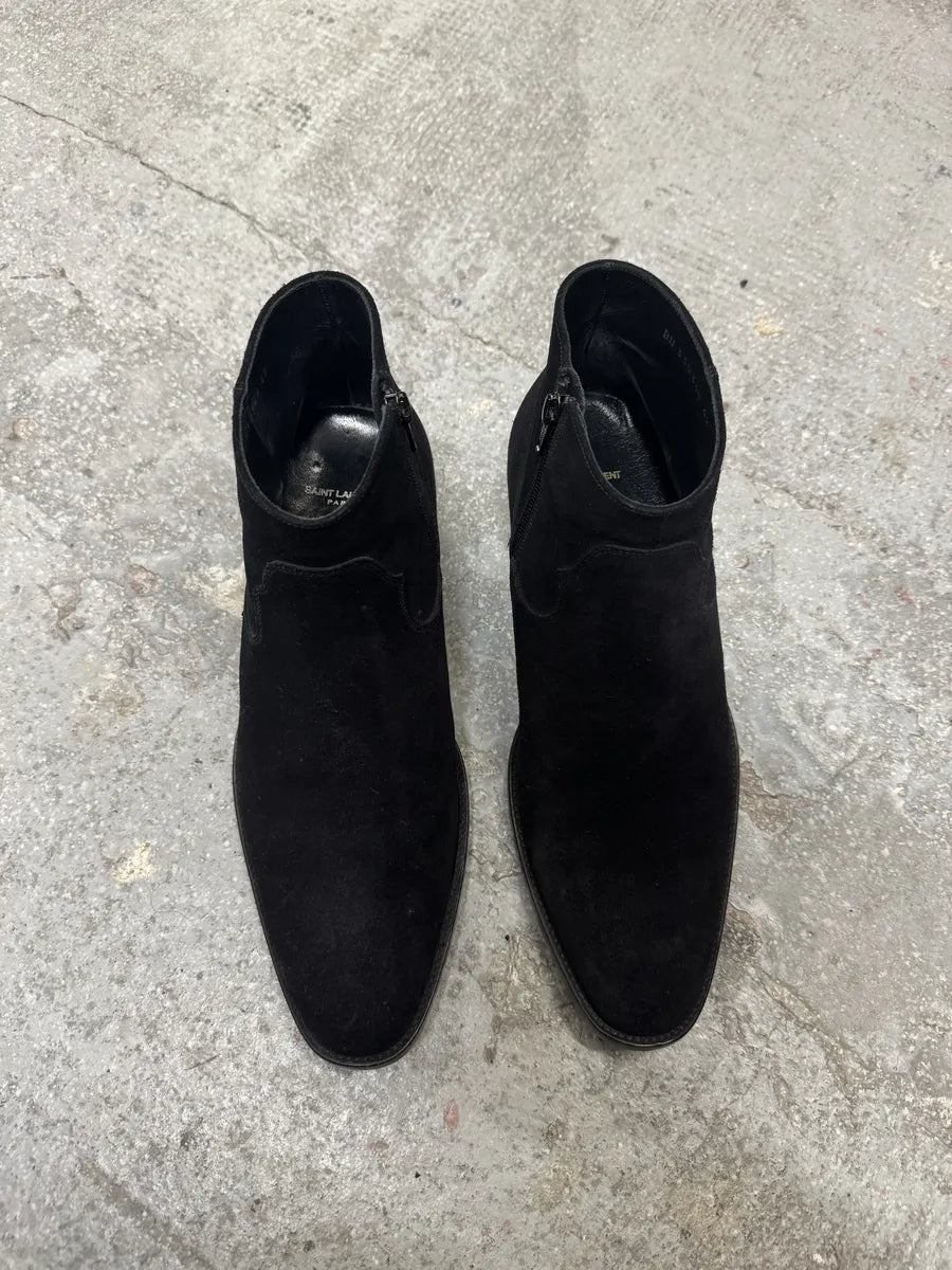 SS2015 Saint Laurent Black Otterproof Suede Leather Boots (42eu/us8.5) 8