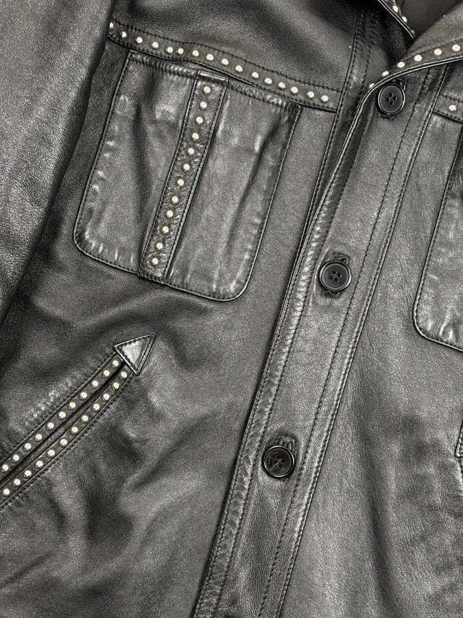 SS2016 Saint Laurent Black Studded Leather Jacket by Hedi Slimane wpTzwFz 7