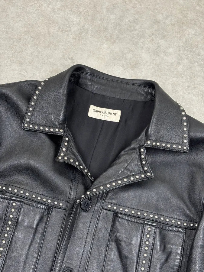 SS2016 Saint Laurent Black Studded Leather Jacket by Hedi Slimane wpTzwFz 3