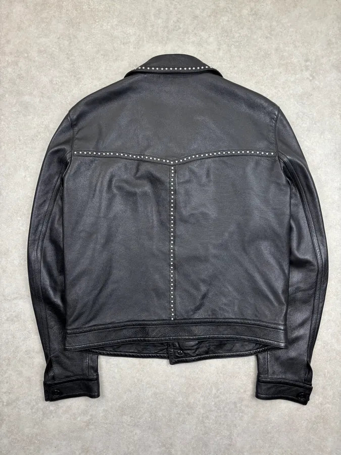 SS2016 Saint Laurent Black Studded Leather Jacket by Hedi Slimane wpTzwFz 4