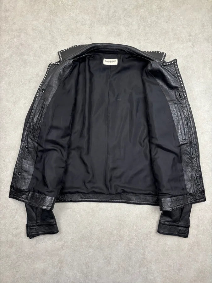 SS2016 Saint Laurent Black Studded Leather Jacket by Hedi Slimane wpTzwFz 6