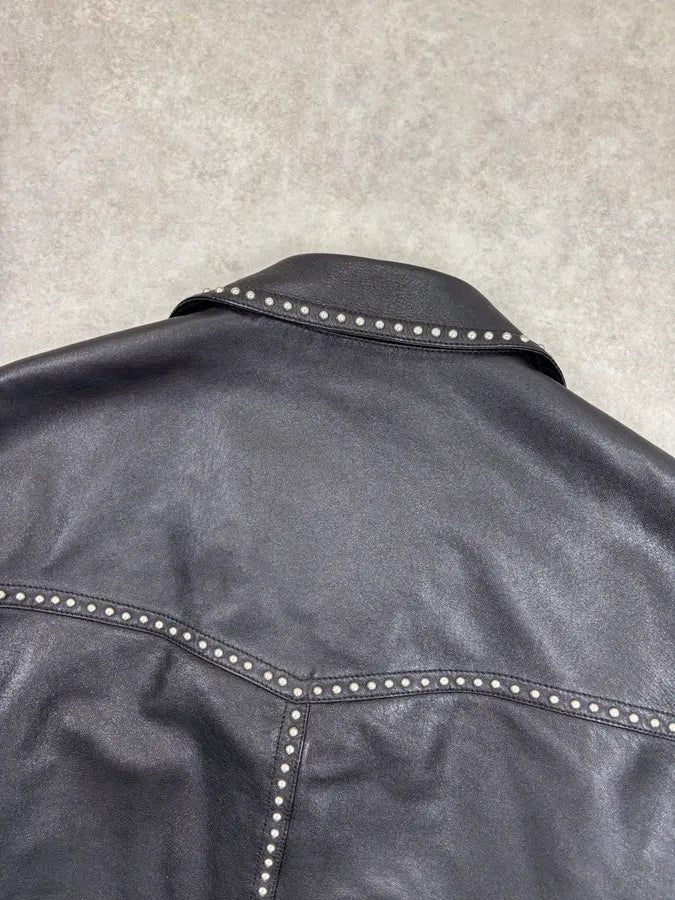 SS2016 Saint Laurent Black Studded Leather Jacket by Hedi Slimane wpTzwFz 5
