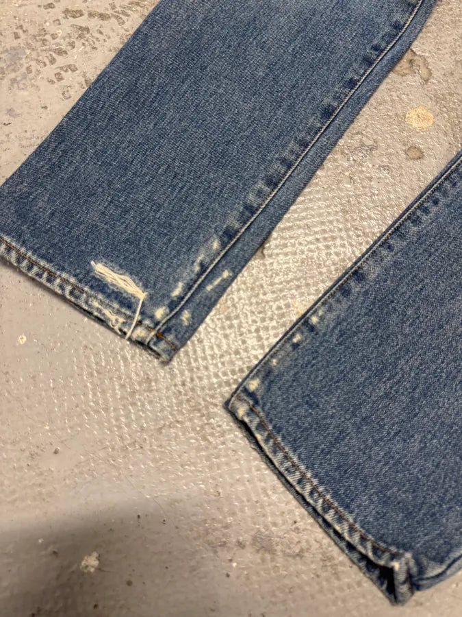 SS2015 Saint Laurent Blue Faded Distressed Slim Denim Jeans SRQIBfD 7
