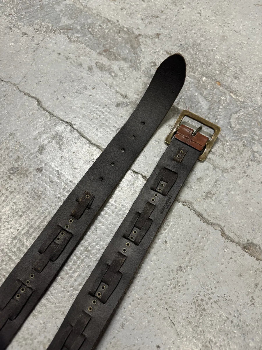 SS2015 Saint Laurent Burnished Woven Brown Leather Belt ptprzBq 10