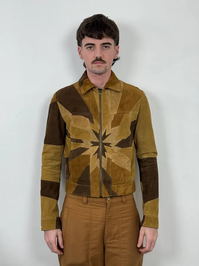 SS2015 Saint Laurent Camel Star Patchwork Sample Leather Jacket lIrqFRh 1