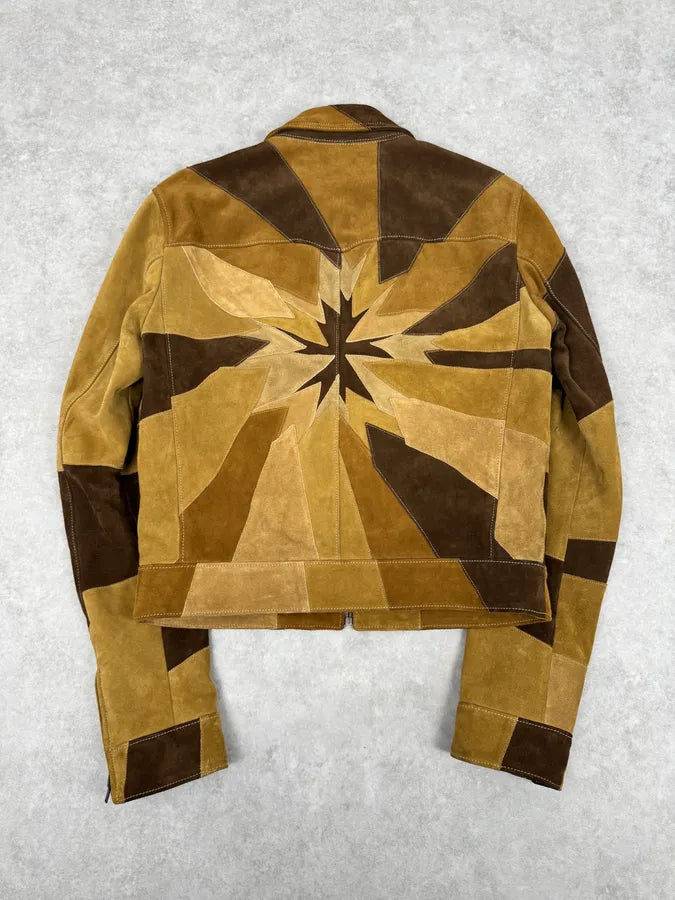 SS2015 Saint Laurent Camel Star Patchwork Sample Leather Jacket lIrqFRh 1
