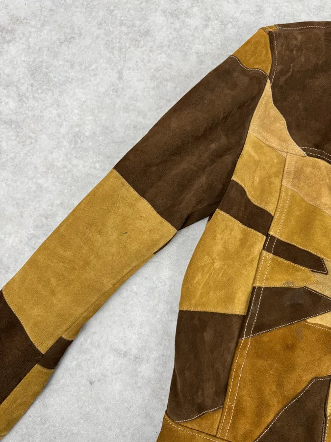 SS2015 Saint Laurent Camel Star Patchwork Sample Leather Jacket lIrqFRh 3