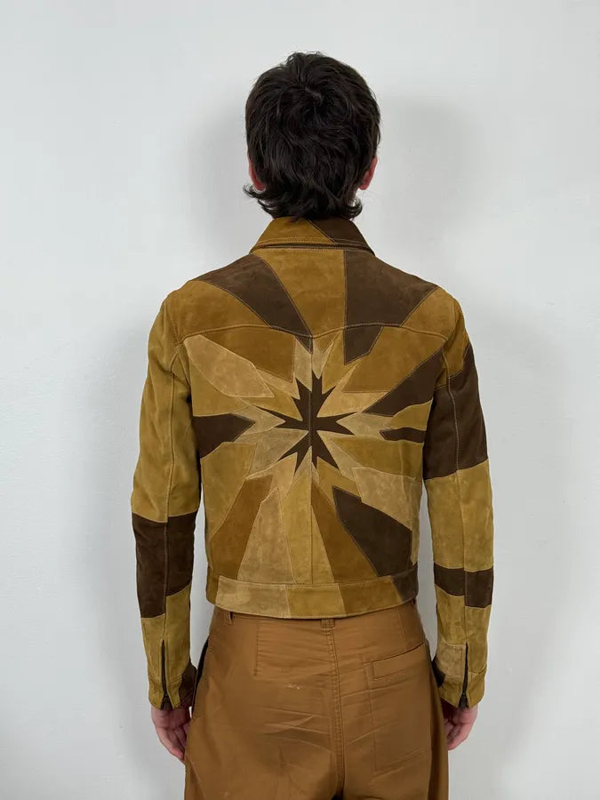SS2015 Saint Laurent Camel Star Patchwork Sample Leather Jacket lIrqFRh 4