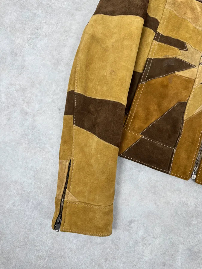 SS2015 Saint Laurent Camel Star Patchwork Sample Leather Jacket lIrqFRh 6