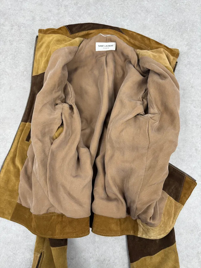 SS2015 Saint Laurent Camel Star Patchwork Sample Leather Jacket lIrqFRh 8