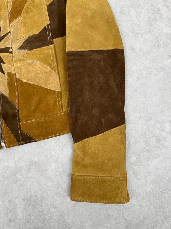 SS2015 Saint Laurent Camel Star Patchwork Sample Leather Jacket lIrqFRh 7