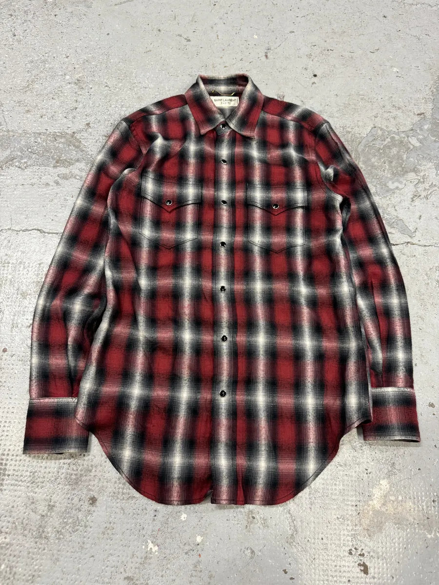 SS2015 Saint Laurent Cowboy Flanel Red Checkered Shirt by Hedi Slimane PRtFxud 2