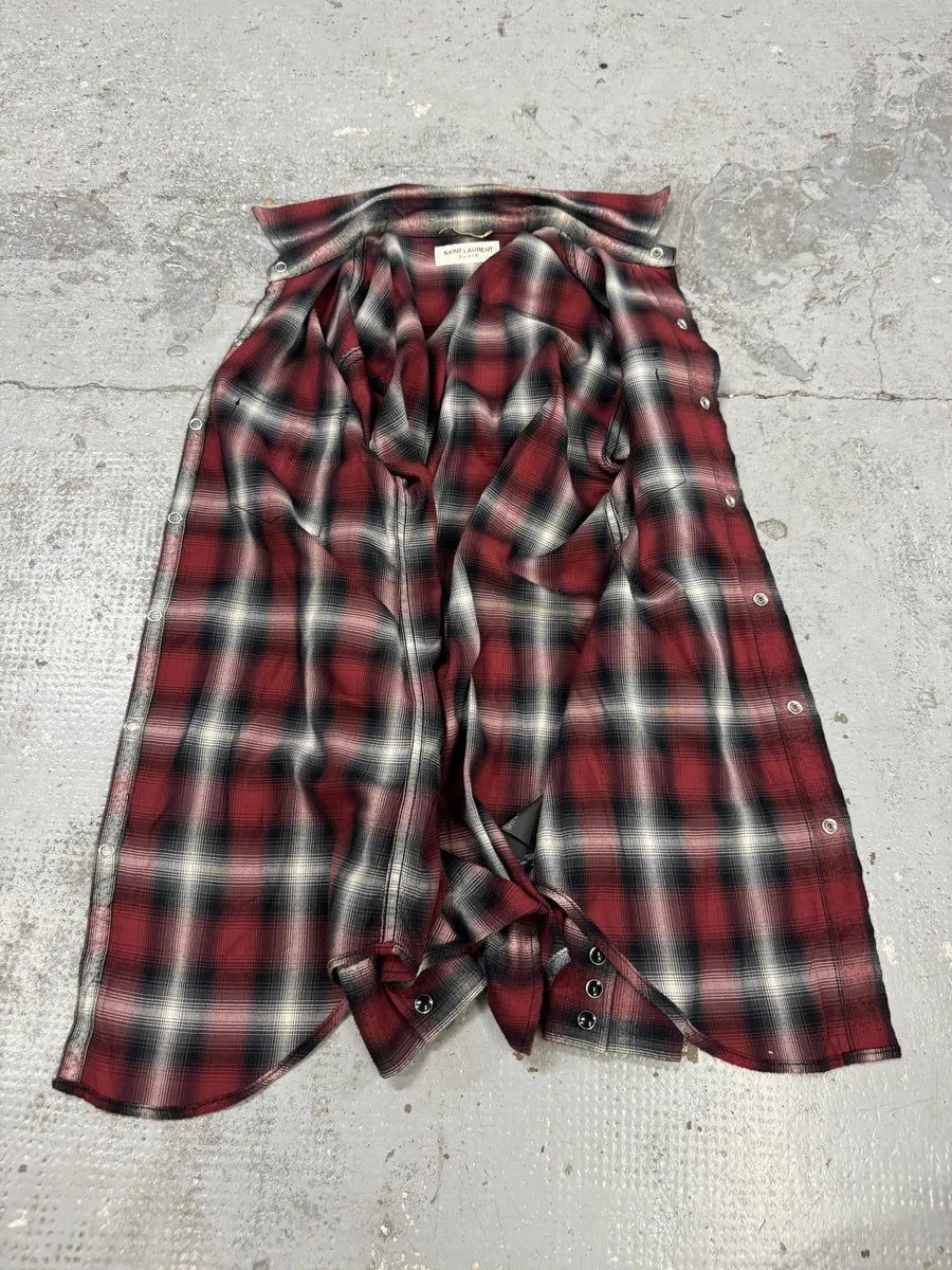 SS2015 Saint Laurent Cowboy Flanel Red Checkered Shirt by Hedi Slimane PRtFxud 5