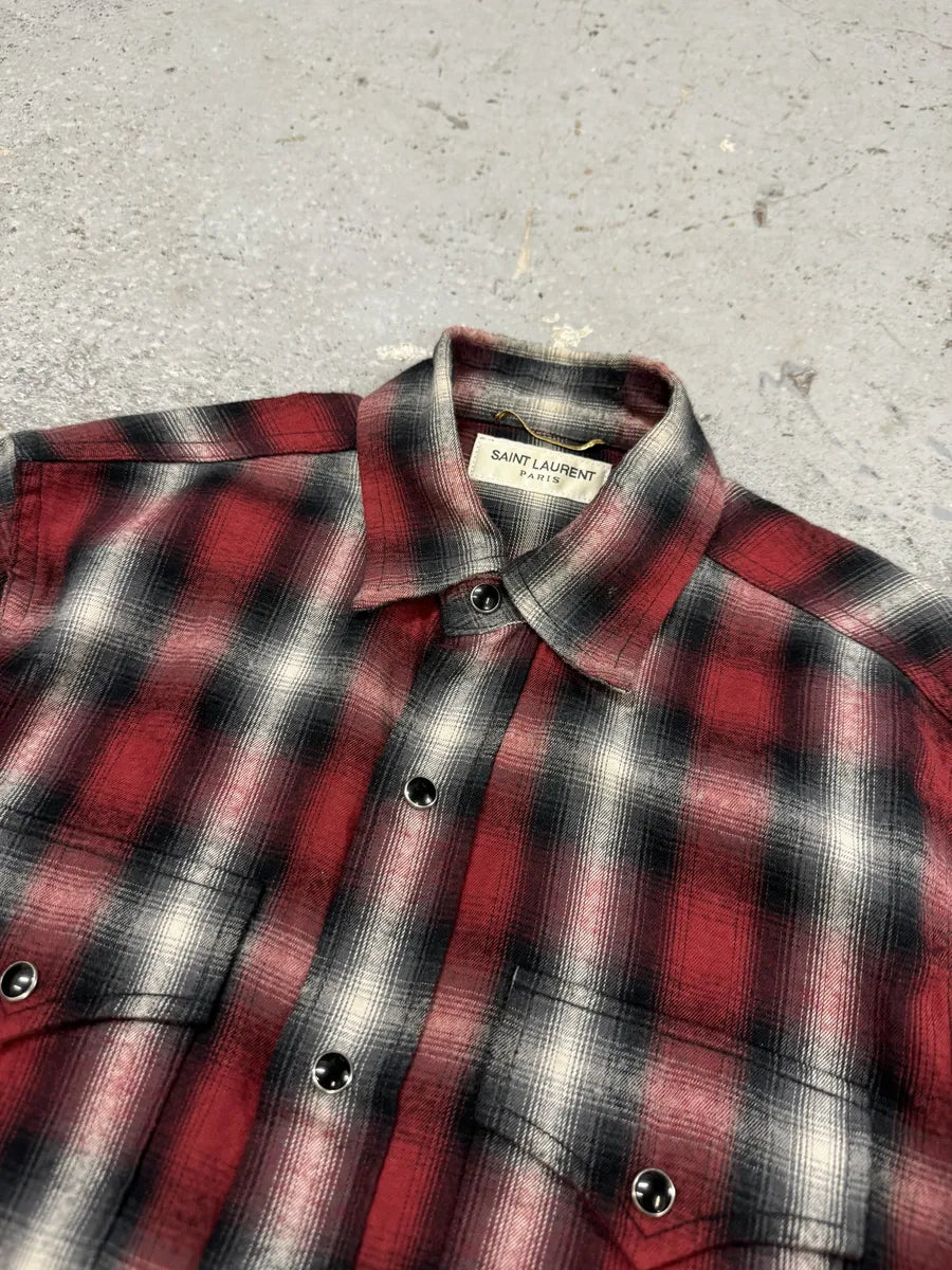 SS2015 Saint Laurent Cowboy Flanel Red Checkered Shirt by Hedi Slimane PRtFxud 9