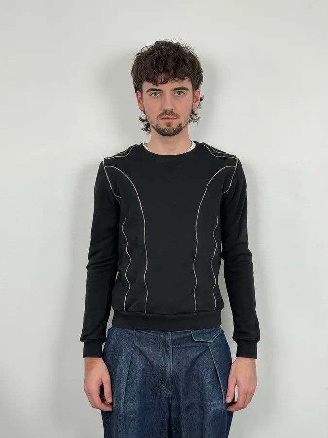 SS2015 Saint Laurent Multi Zips Black Crewneck Sweater by Hedi Slimane UDQljjH 1