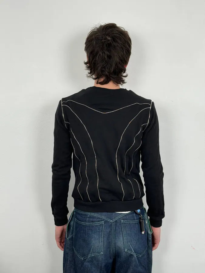 SS2015 Saint Laurent Multi Zips Black Crewneck Sweater by Hedi Slimane UDQljjH 2