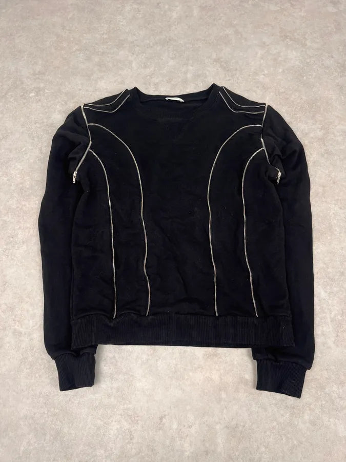 SS2015 Saint Laurent Multi Zips Black Crewneck Sweater by Hedi Slimane UDQljjH 5