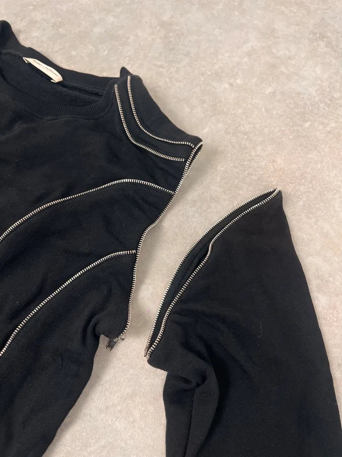 SS2015 Saint Laurent Multi Zips Black Crewneck Sweater by Hedi Slimane UDQljjH 7