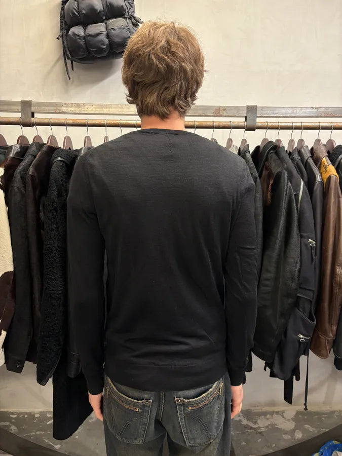 SS2015 Saint Laurent Paris Black Wool V Neck Minimalist Sweater (XS/S) aQCyUof 2