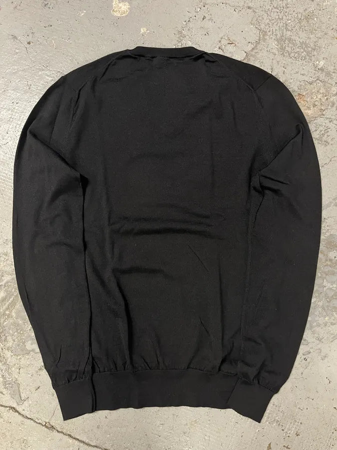 SS2015 Saint Laurent Paris Black Wool V Neck Minimalist Sweater (XS/S) aQCyUof 5