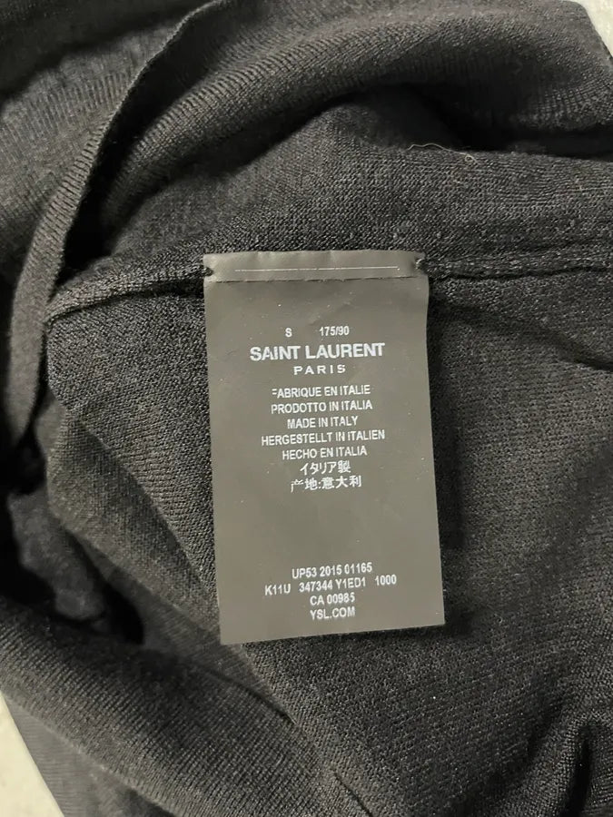 SS2015 Saint Laurent Paris Black Wool V Neck Minimalist Sweater (XS/S) aQCyUof 7