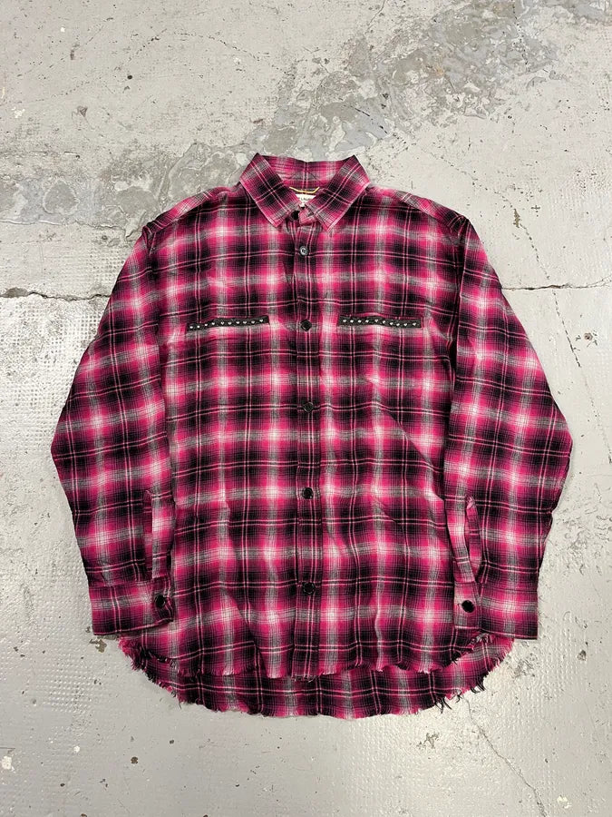 SS2015 Saint Laurent Pink Checkered Flannel Rock Shirt lDZwRuc 0